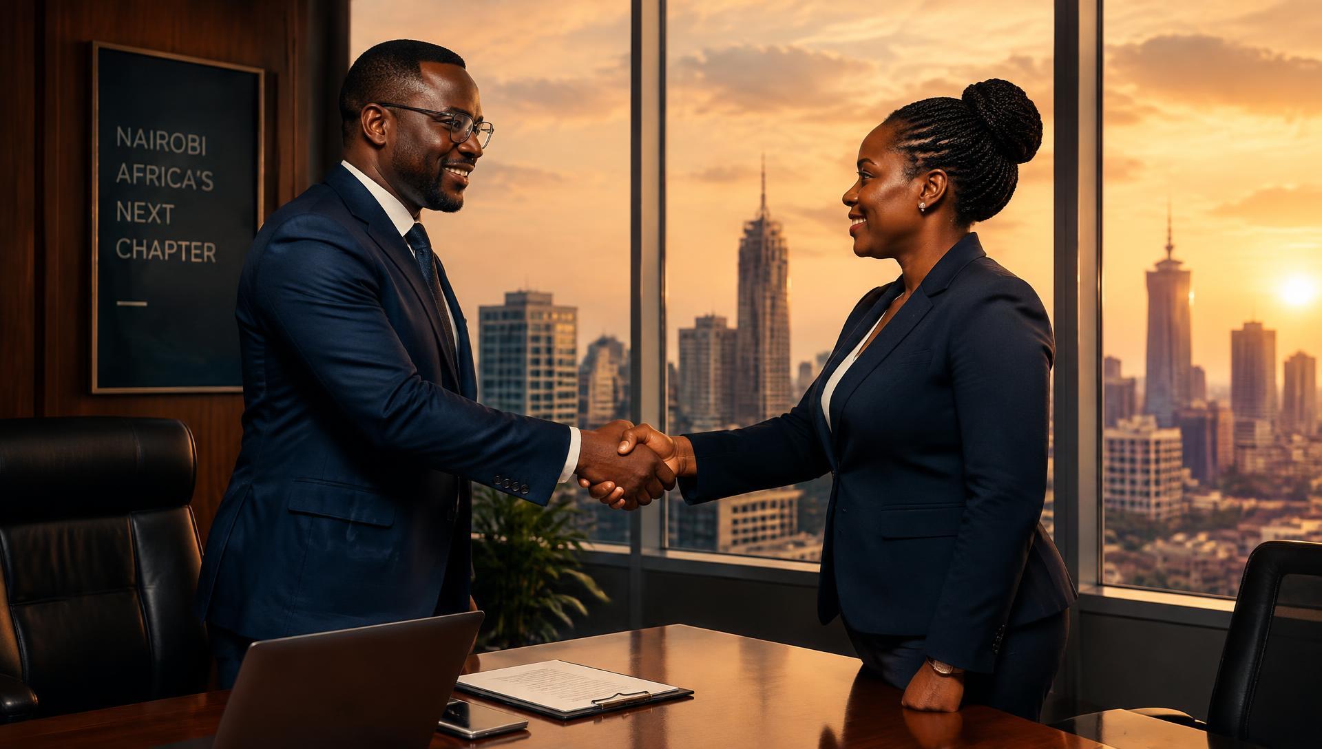 Two professionals shaking hands after concluding a deal